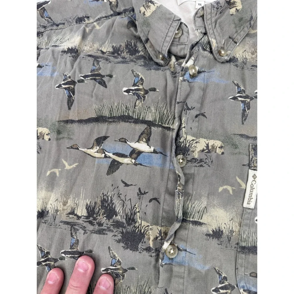 Columbia Flannel Shirt XXL Mens‎ All Over Duck Print Long Sleeve Button Down